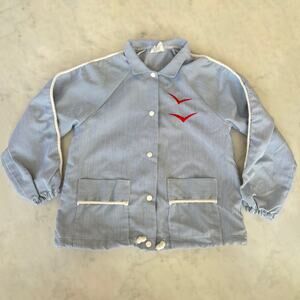 Vintage Kids' Pinstripe Embroidered Seagulls Snap Buttoned Lightweight Jacket